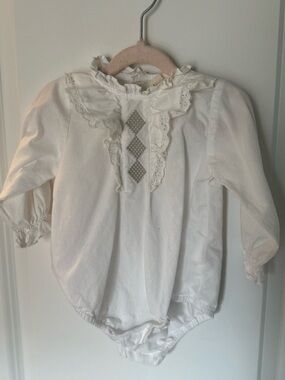 Classic White Lace-Trim Baby One-Piece Bodysuit